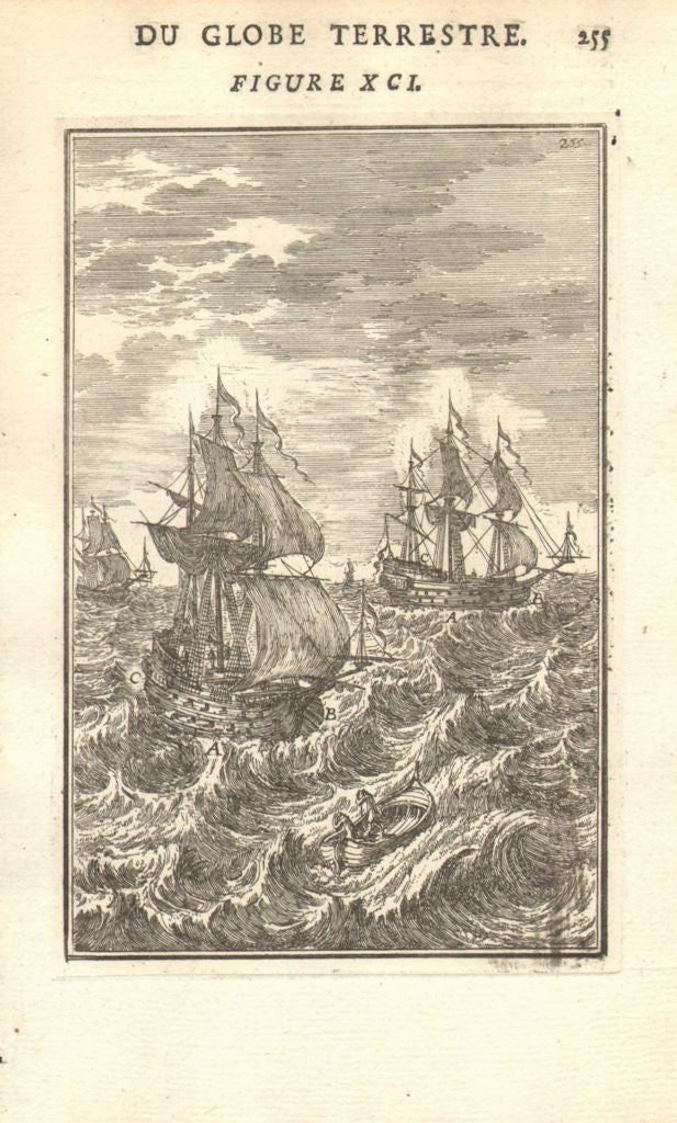 SHIPS. Vaisseaux. 17th century. MALLET 1683 old antique vintage print picture
